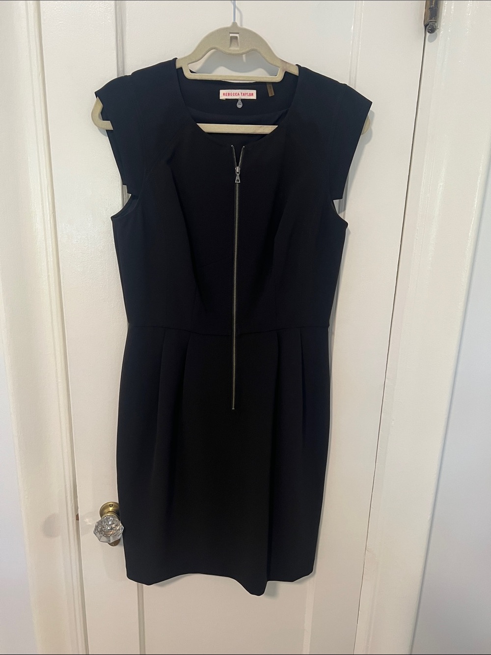 Rebecca Taylor Black Cap-Sleeve Zip-Front Dress